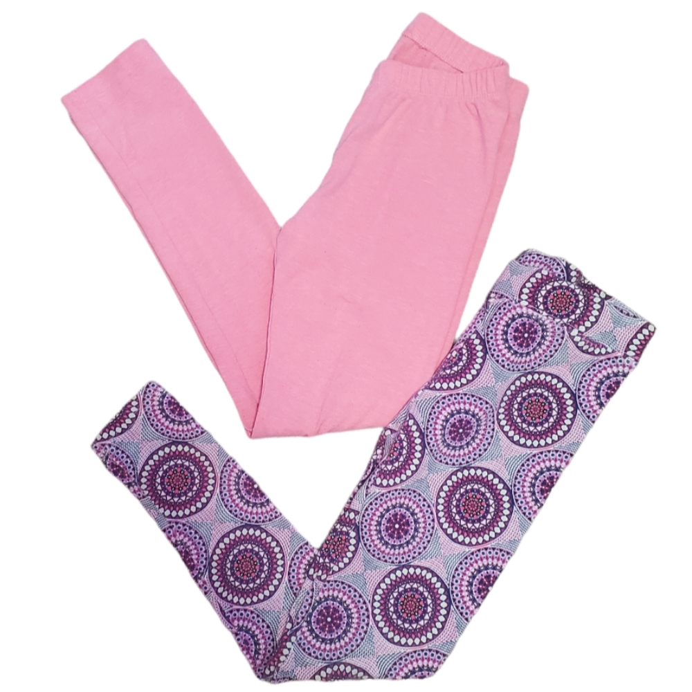 Girl's pink Cat & Jack(size 7/8) and Justice print(size 8) leggings bundle